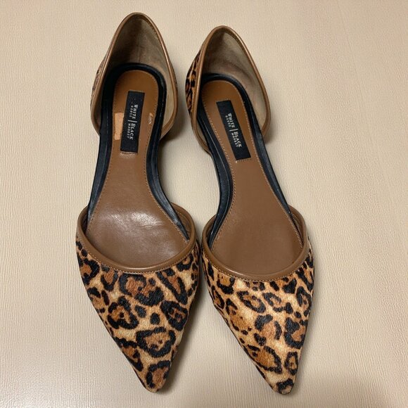 White House Black Market Rhys Leopard Print D'Orsay Leather Ballet Flats Sz 8.5 - Picture 2 of 10